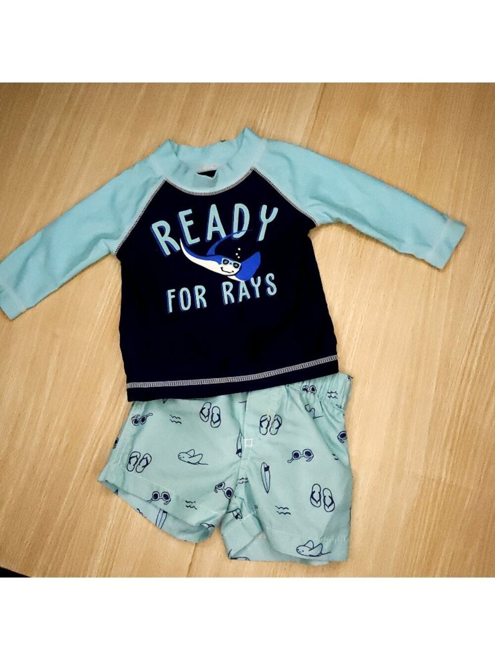 Carter's Infant Boys Blue 2 Piece Sting Ray Swim Set 3 Months